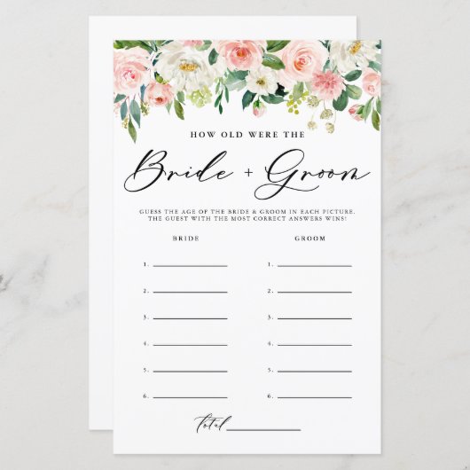 Blush Spring Bloemen Bruid en bruidegom Fotospel (Voorkant / Achterkant)