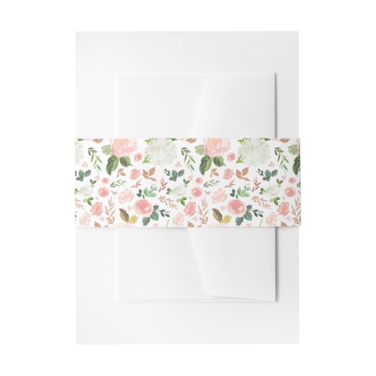 Blush Spring Bloemmotief | Uitnodigingen Wikkel (Voorkant Voorbeeld)