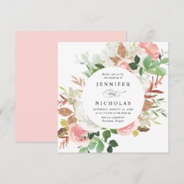 Blush Spring Bloemstuk | Cirkelvormige Trouwkaart Kaart