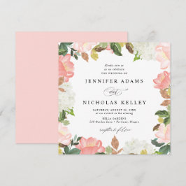 Blush Spring Bloemstuk | Vierkante Trouwkaart Kaart