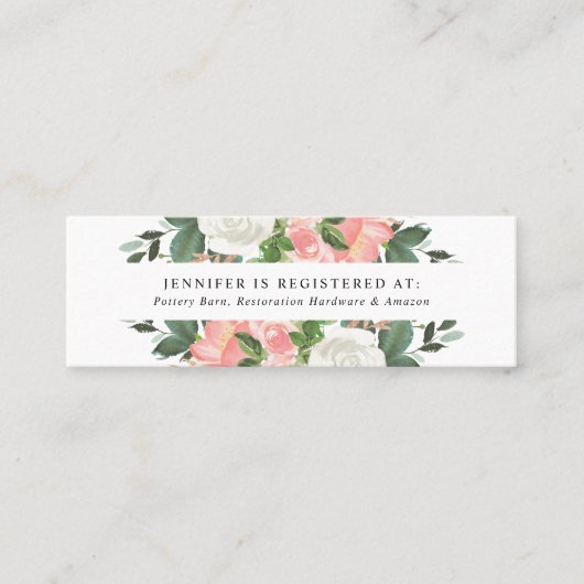 Blush Spring Floral | Bruidsregister Kaarten Mini Visitekaartje (Voorkant)