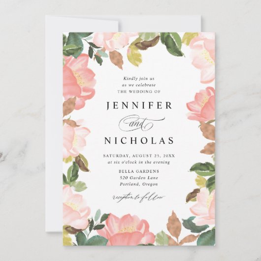 Blush Spring Floral | Bruiloft Kaart (Voorkant)