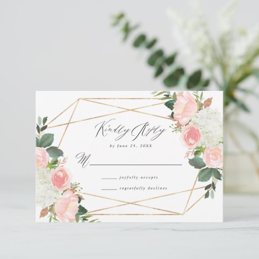 Blush Spring Floral | Bruiloft RSVP Kaart (Staand voorkant)