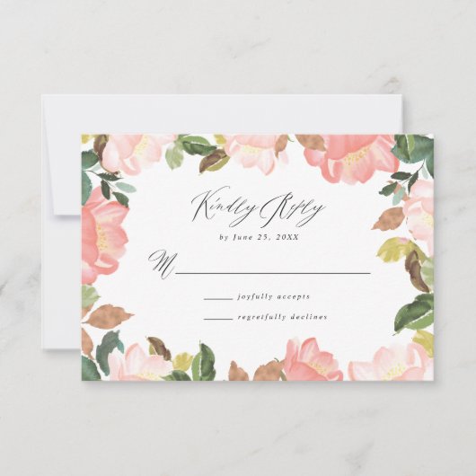 Blush Spring Floral | Bruiloft RSVP Kaart (Voorkant)