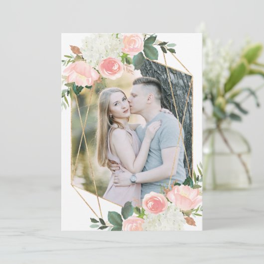 Blush Spring Floral | Foto slaat de Kaart Datum op (Staand voorkant)