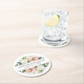 Blush Spring Floral | Gepersonaliseerde bruiloft Ronde Kartonnen Onderzetter (Insitu)