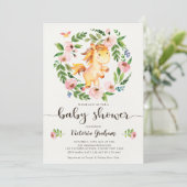 Blush Spring Floral Horse Meisje Baby shower Kaart (Staand voorkant)