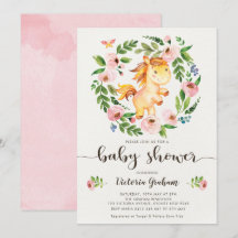 Blush Spring Floral Horse Meisje Baby shower