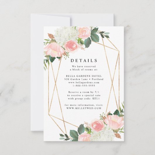 Blush Spring Floral | Huwelijksdetails Kaart (Voorkant)