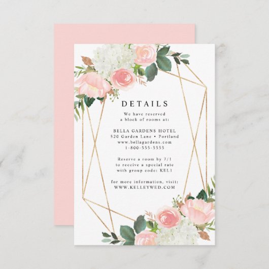 Blush Spring Floral | Huwelijksdetails Kaart (Voorkant / Achterkant)