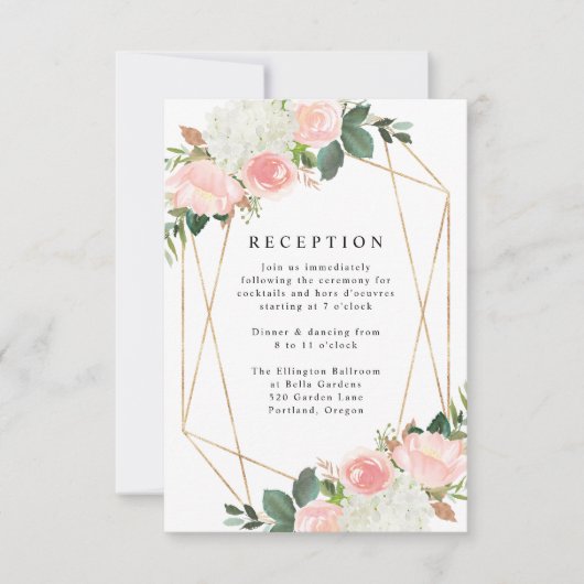 Blush Spring Floral | Huwelijksreceptie Kaart (Voorkant)