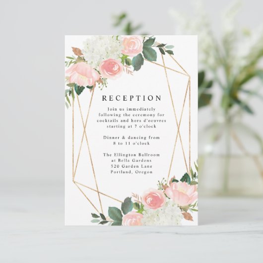 Blush Spring Floral | Huwelijksreceptie Kaart (Staand voorkant)