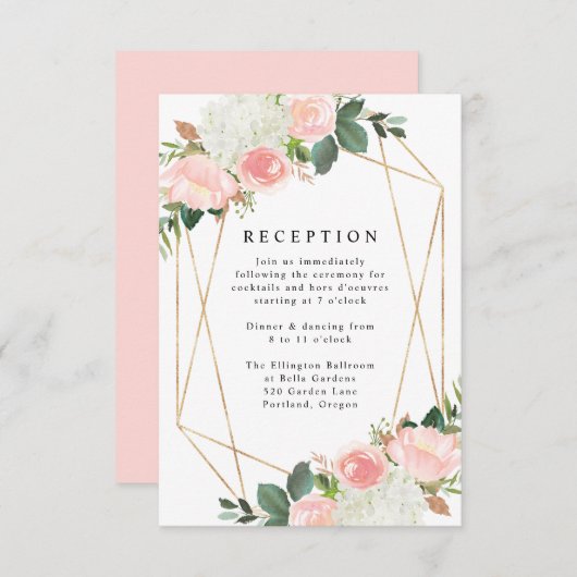 Blush Spring Floral | Huwelijksreceptie Kaart (Voorkant / Achterkant)