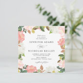 Blush Spring Floral | Vierkante bruiloft Kaart (Staand voorkant)
