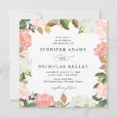 Blush Spring Floral | Vierkante bruiloft Kaart (Voorkant)