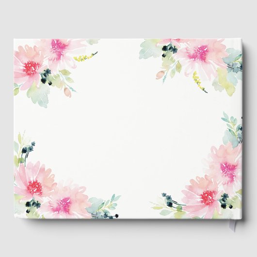  Blush Spring Floral Waterverf Wedding Gastenboek (Achterkant)