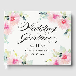  Blush Spring Floral Waterverf Wedding Gastenboek