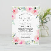 Blush Spring Floral Waterverf Wedding Kaart (Staand voorkant)