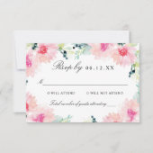  Blush Spring Floral Waterverf Wedding RSVP Kaartje (Voorkant)