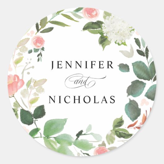 Blush Spring Floral | Weddenschap Ronde Sticker (Voorkant)
