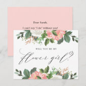 Blush Spring Floral word jij mijn Bloemenmeisje Briefkaart (Voorkant / Achterkant)