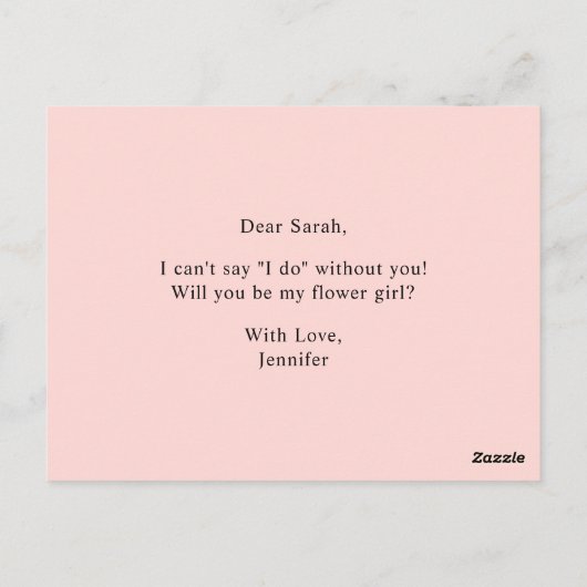 Blush Spring Floral word jij mijn Bloemenmeisje Briefkaart (Achterkant)