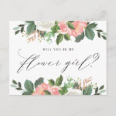 Blush Spring Floral word jij mijn Bloemenmeisje Briefkaart (Voorkant)