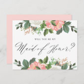 Blush Spring Floral wordt mijn bruidsmeisje Briefkaart (Voorkant / Achterkant)
