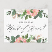 Blush Spring Floral wordt mijn bruidsmeisje Briefkaart (Voorkant)