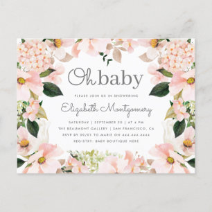 Blush Spring Floral Wreath Oh Baby shower Uitnodiging Briefkaart