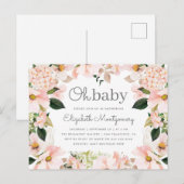 Blush Spring Floral Wreath Oh Baby shower Uitnodiging Briefkaart (Voorkant / Achterkant)