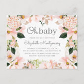 Blush Spring Floral Wreath Oh Baby shower Uitnodiging Briefkaart (Voorkant)