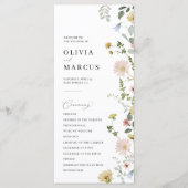 Blush Spring Whimsical Wildflower Elegant Bruiloft Programmakaart (Voorkant)