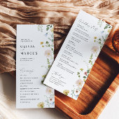 Blush Spring Whimsical Wildflower Elegant Bruiloft Programmakaart