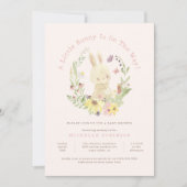 Blush Spring Wreath Little Bunny Girl Baby shower Kaart (Voorkant)