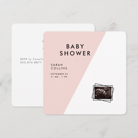 Blush Square afgerond geometrisch Baby shower Kaart (Voorkant / Achterkant)