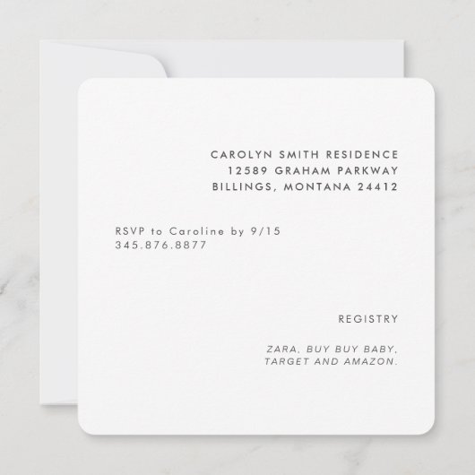 Blush Square afgerond geometrisch Baby shower Kaart (Achterkant)