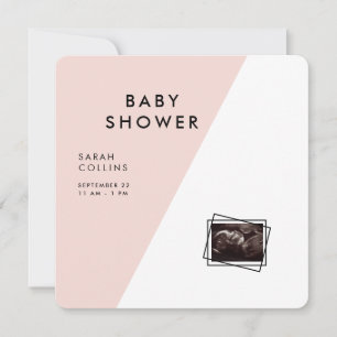 Blush Square afgerond geometrisch Baby shower Kaart