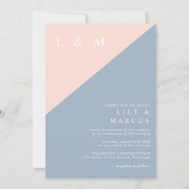 Blush Stof Blauw Eenvoudige Elegante Trouw QR Code Kaart