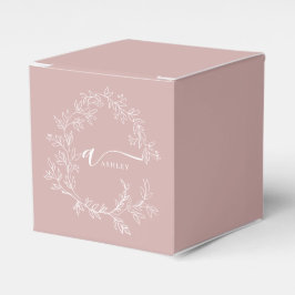 Blush Stof Roze Meisjesachtig Schrift Monogram Naa Bedankdoosjes