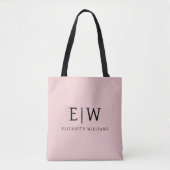 Blush Stof Roze Meisjesachtig Script Monogram Mode Tote Bag (Voorkant)