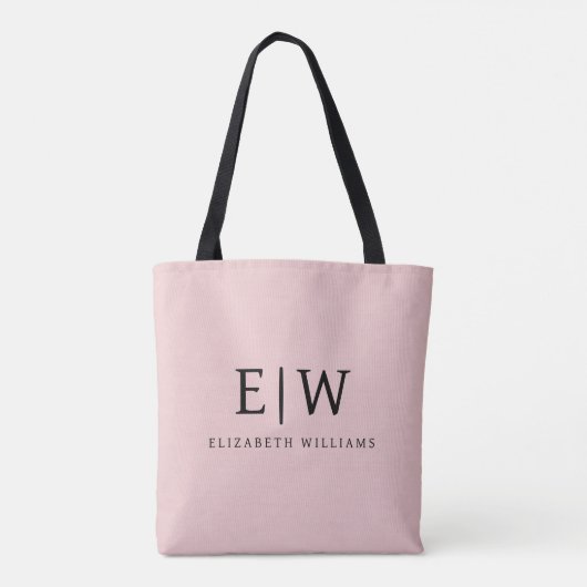 Blush Stof Roze Meisjesachtig Script Monogram Mode Tote Bag (Achterkant)