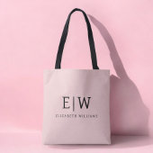 Blush Stof Roze Meisjesachtig Script Monogram Mode Tote Bag