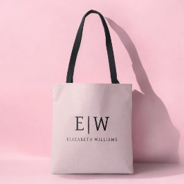Blush Stof Roze Meisjesachtig Script Monogram Mode Tote Bag