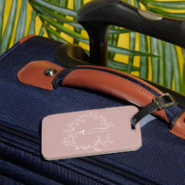 Blush Stof Roze Meisjesachtig Script Monogram Naam Bagagelabel