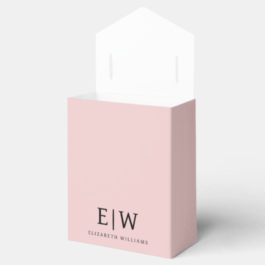 Blush Stof Roze Meisjesachtig Script Monogram Naam Bedankdoosjes (Geopend)