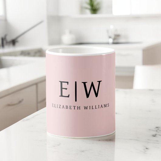 Blush Stof Roze Meisjesachtig Script Monogram Naam Koffiemok