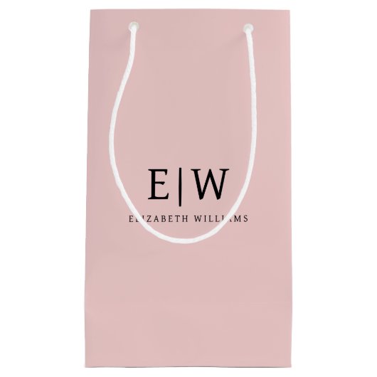 Blush Stof Roze Moderne Script Meisjesachtig Monog Klein Cadeauzakje (Voorkant)