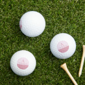 Blush Stof Roze Monogram Eerste Letter Naam Minima Golfballen (Insitu Gras)