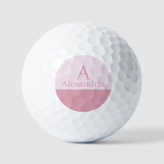 Blush Stof Roze Monogram Eerste Letter Naam Minima Golfballen (Voorkant)